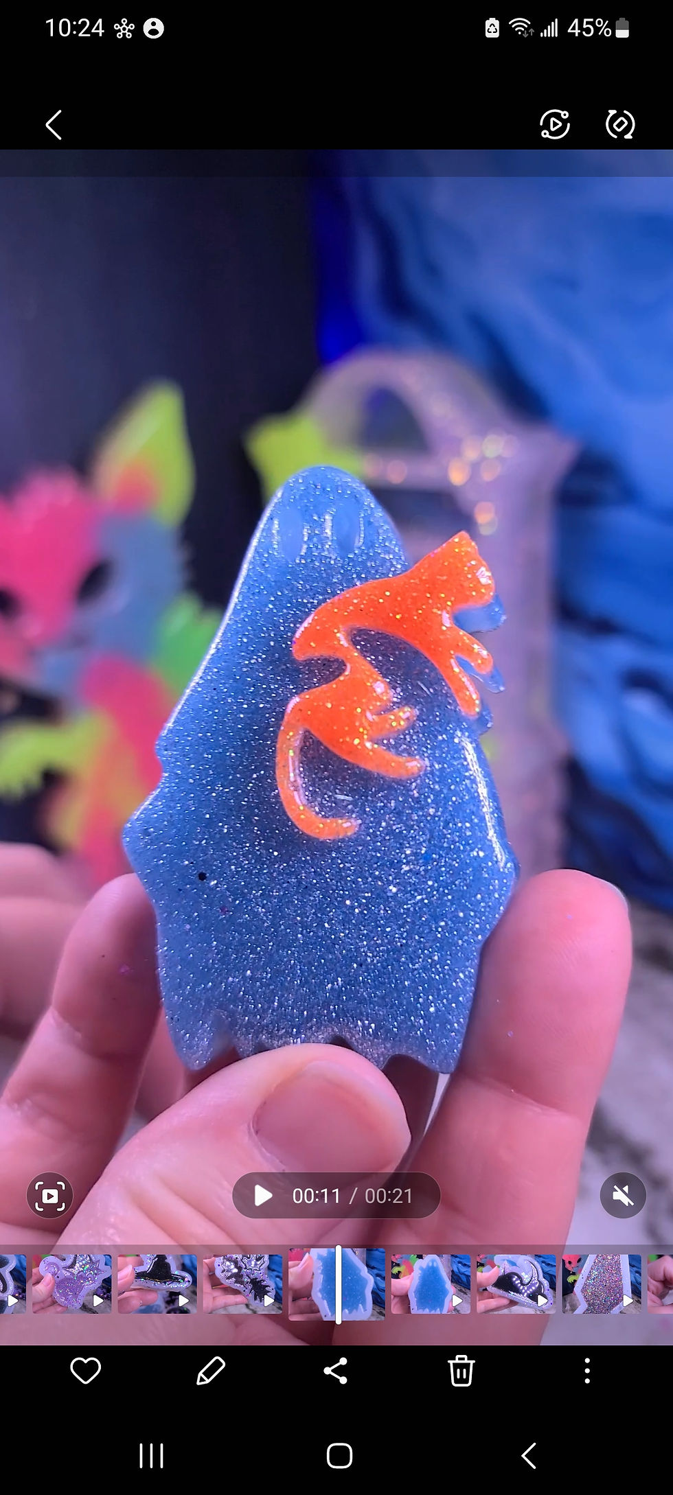 Thumbnail: Ghost Cat Glossy Standing Handmade Silicone Mold Choose Size