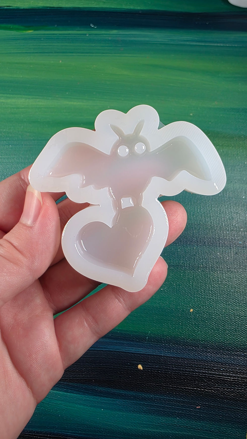 Thumbnail: Heart Mothman Flying Handmade Silicone Mold Glossy Domed