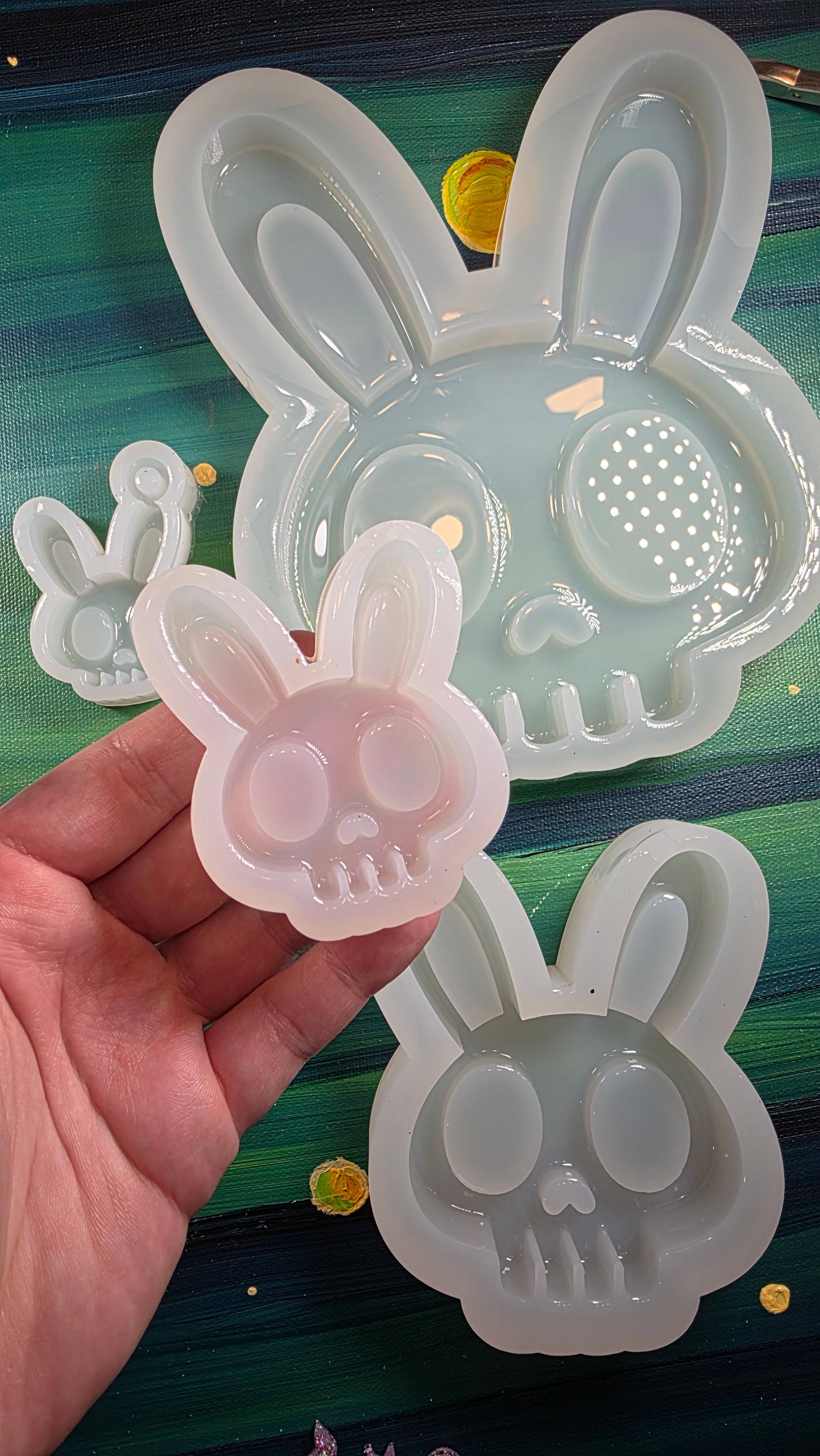 Bunny Skull Glossy Handmade Silicone Mold
