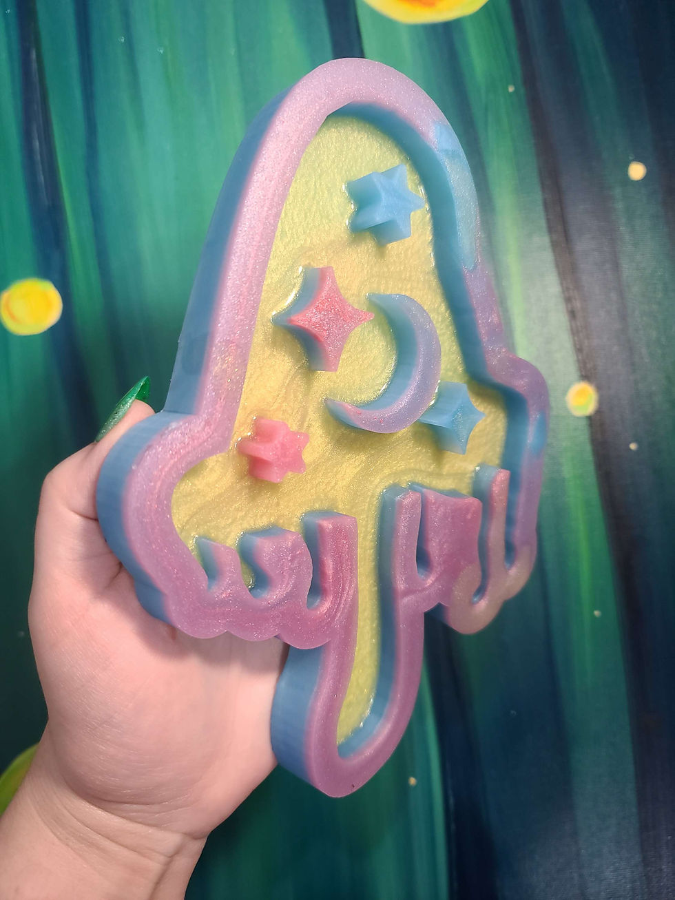 Thumbnail: XL Galaxy Drip Mushroom Handmade Silicone Mold Glossy Domed