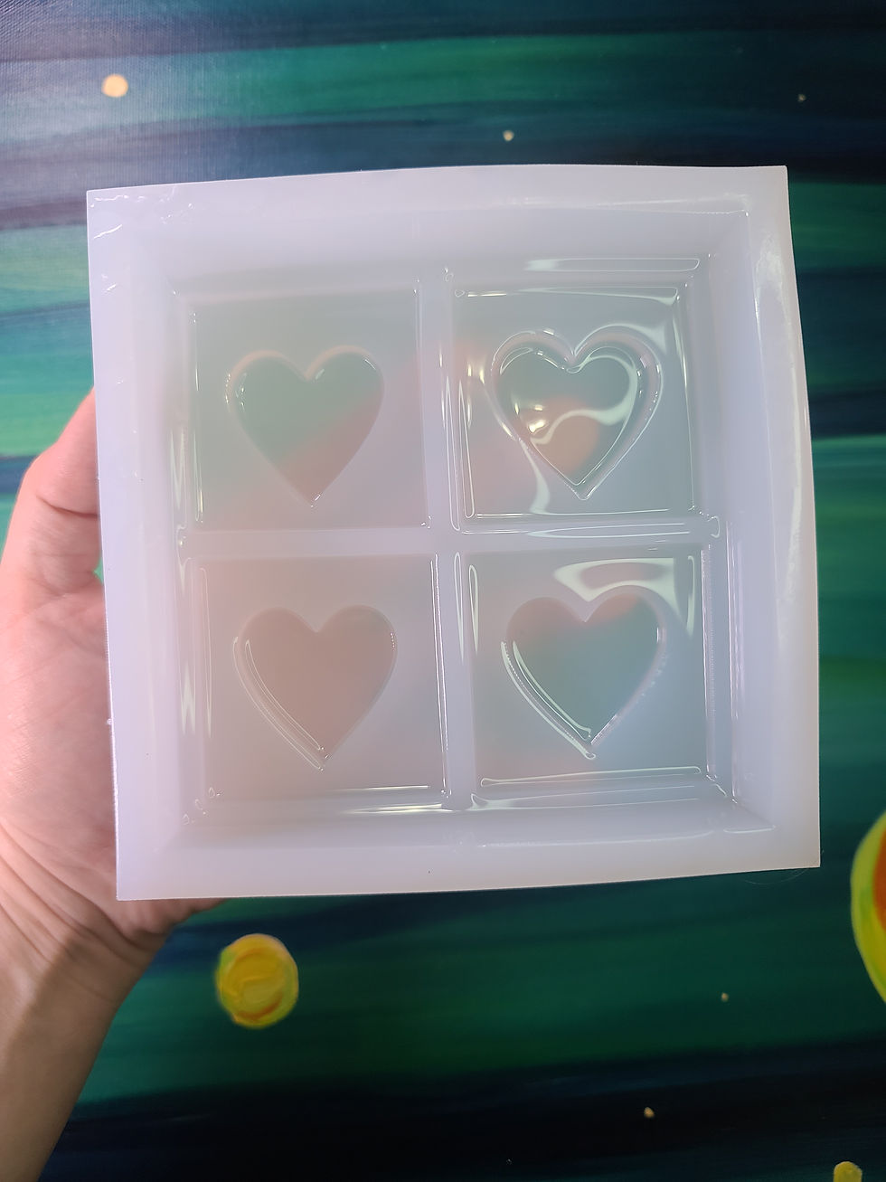 Thumbnail: XL 3d Quad Hearts Deep Glossy Handmade Silicone Mold
