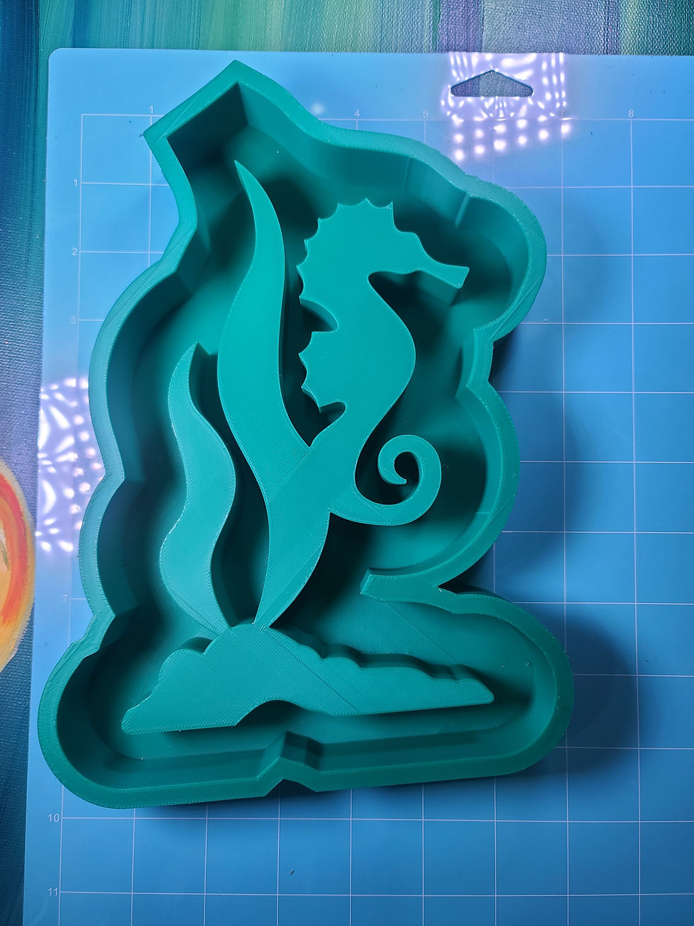 Thumbnail: XL Seahorse Seaweed Standing Glossy Handmade Silicone Mold