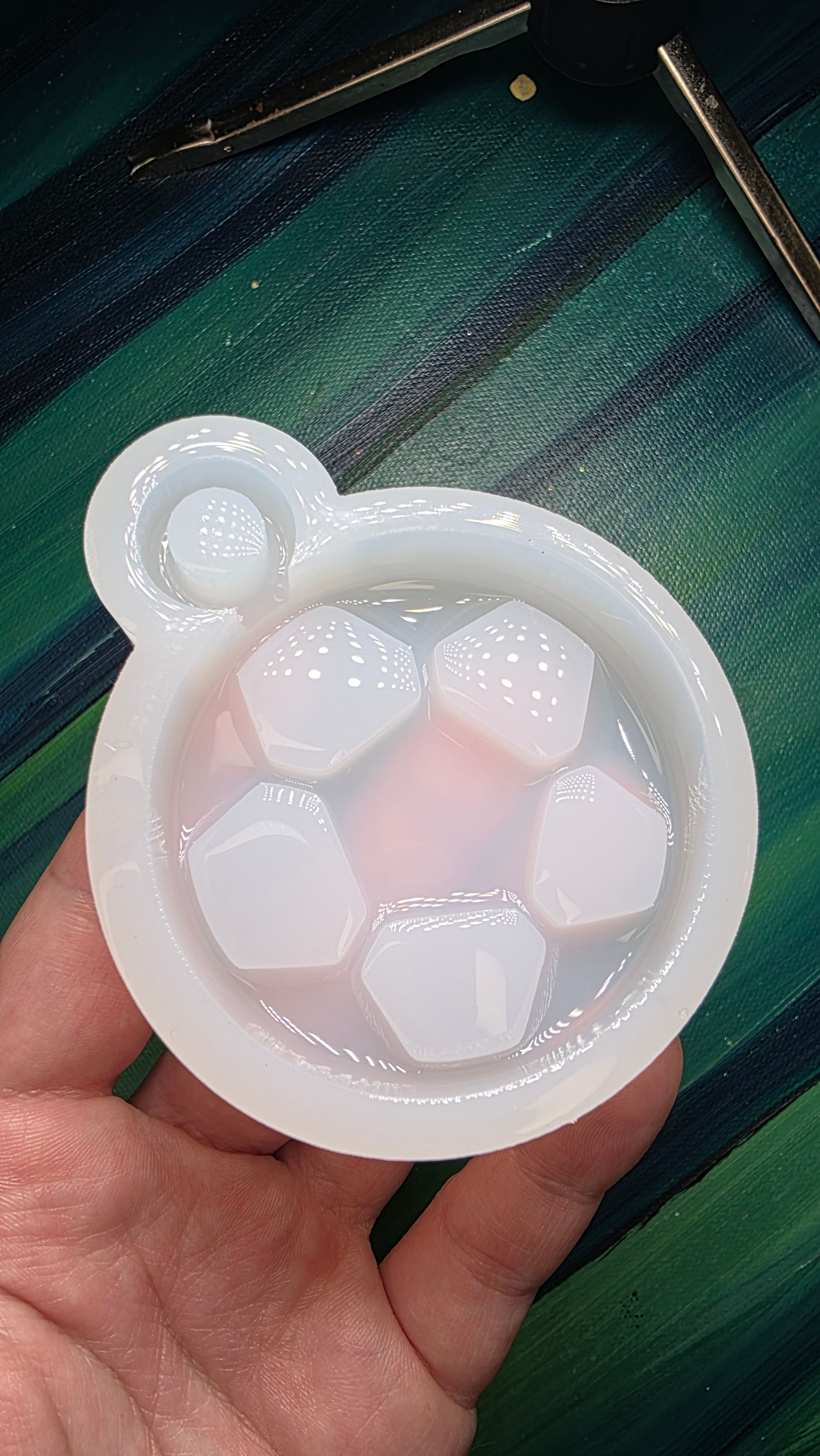 2.5" Soccer Ball Mold3D Glossy Handmade Silicone Mold Looped Keychain Mold