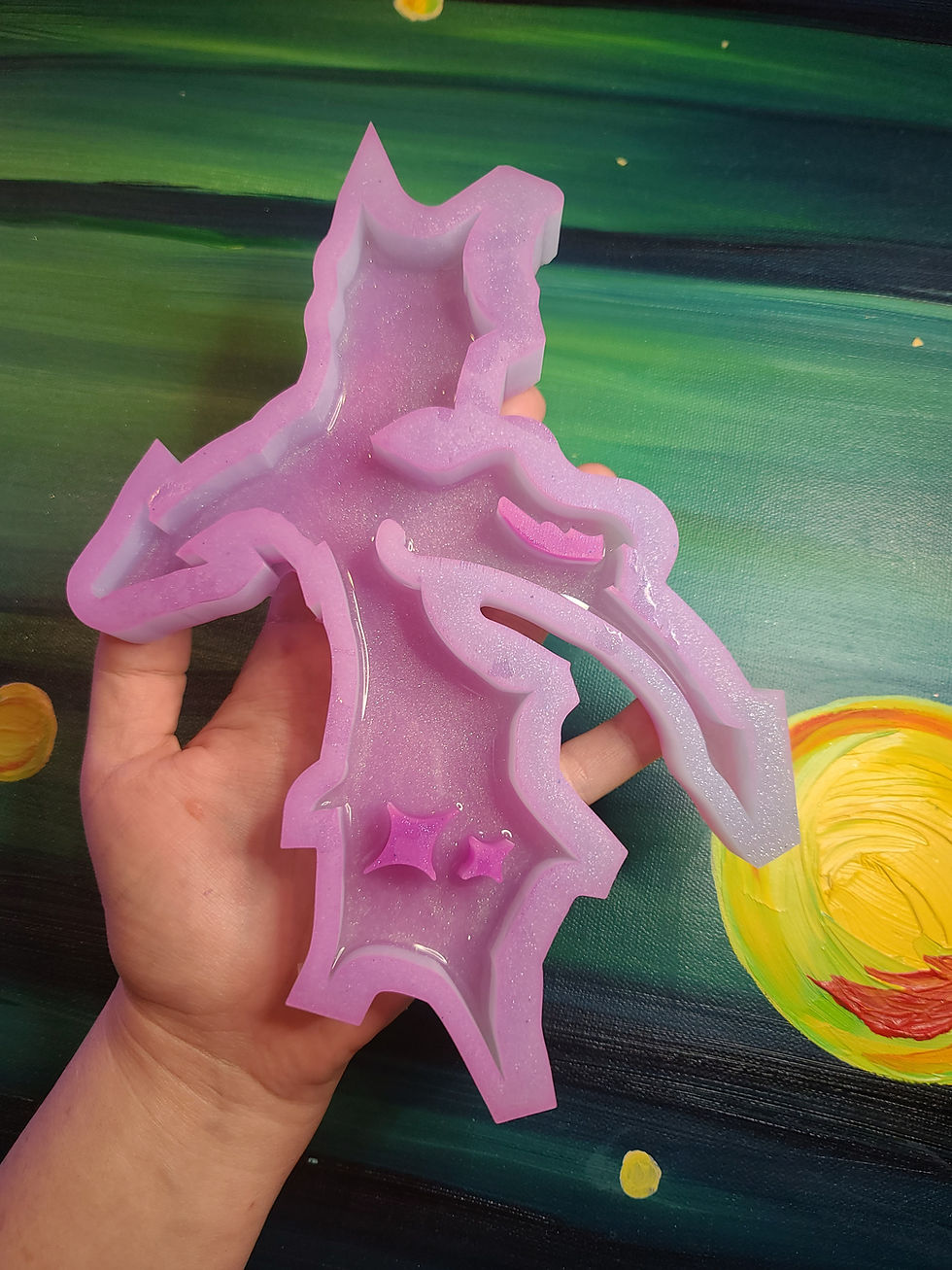 Thumbnail: XL Sparkle Dragon Handmade Silicone Mold Glossy Shiny Domed