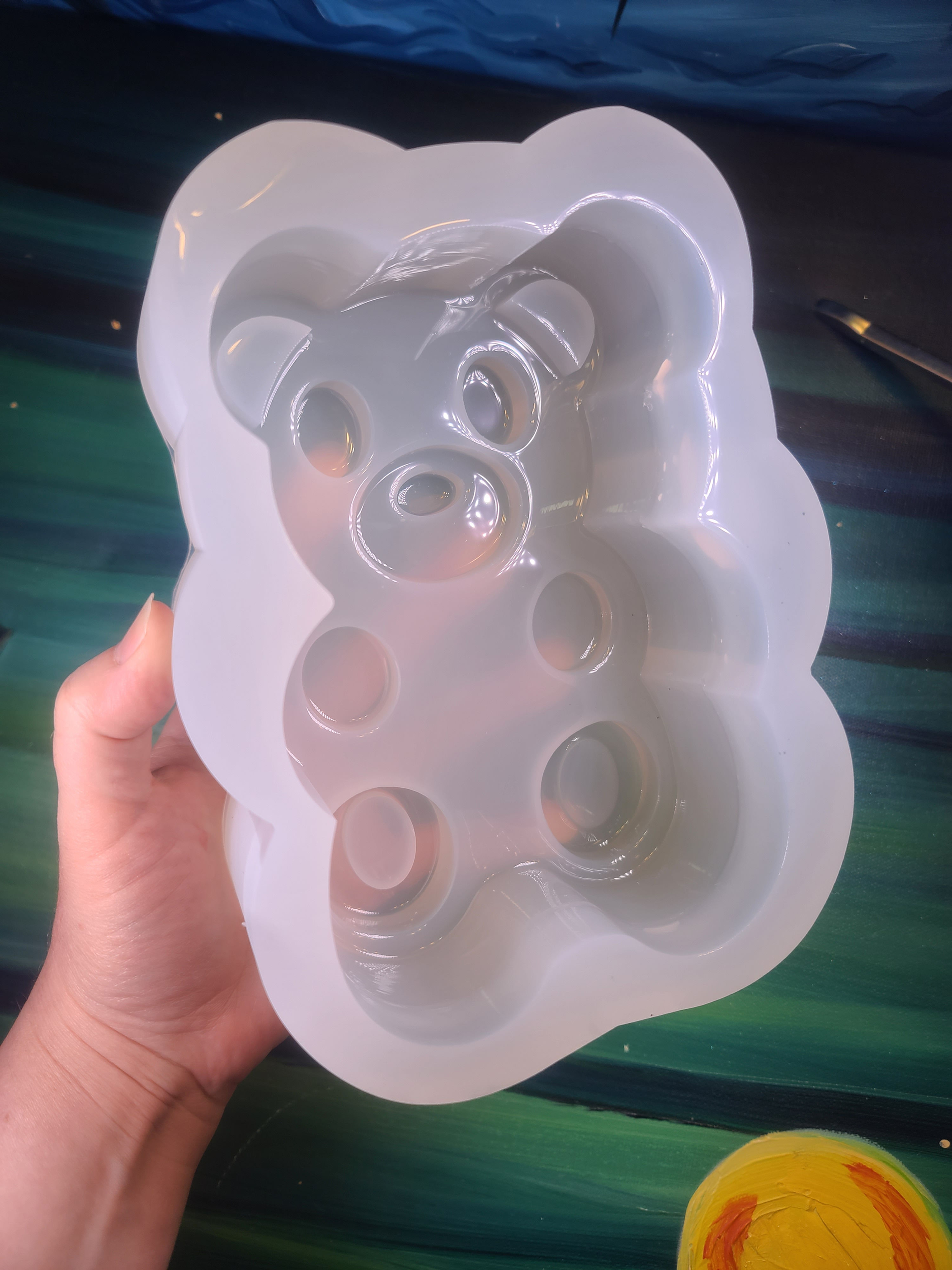 XL 3d Gummy Bear Glossy Handmade Silicone Mold Extra Large Sitting Bear Mold