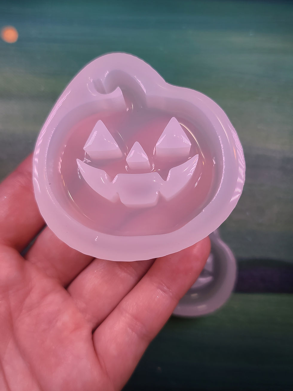 Thumbnail: Single Pumpkin Jack O Lantern Glossy Deep Handmade Silicone Mold