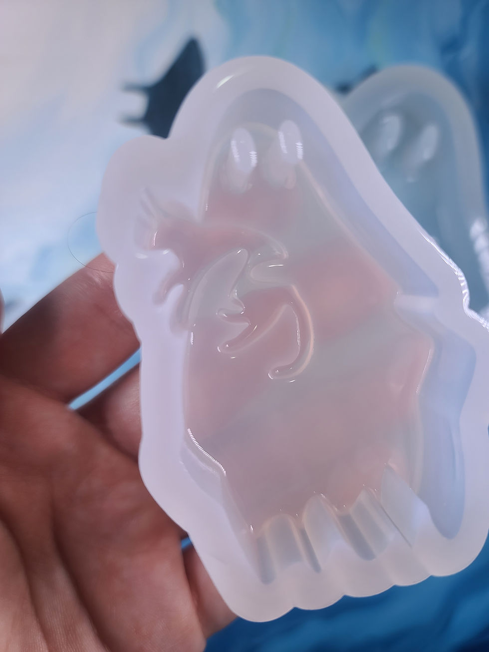 Thumbnail: Ghost Cat Glossy Standing Handmade Silicone Mold Choose Size
