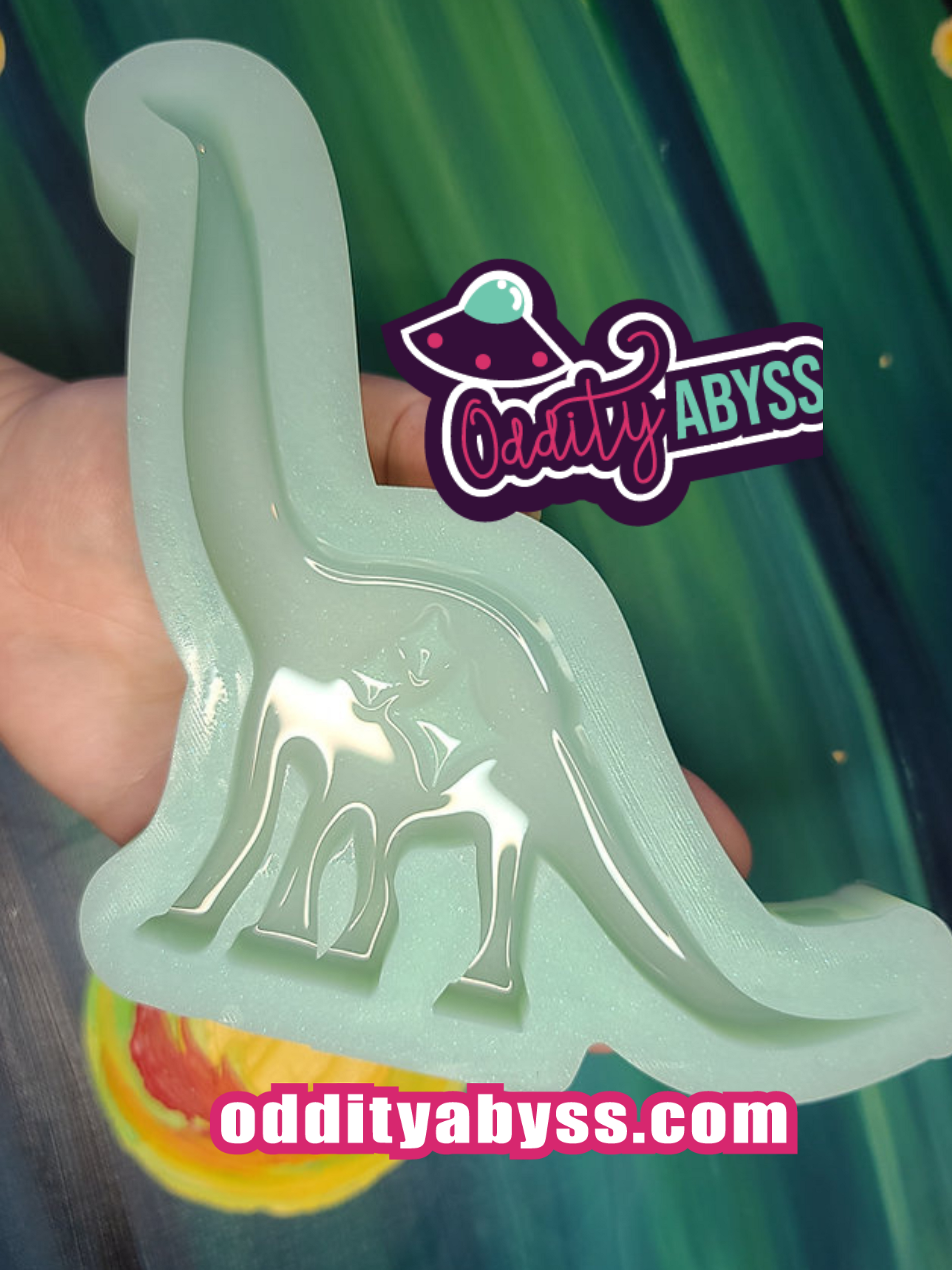 XL Sparkle Dino Brontosaurus Long Neck Silicone Mold STanding Deep Mold