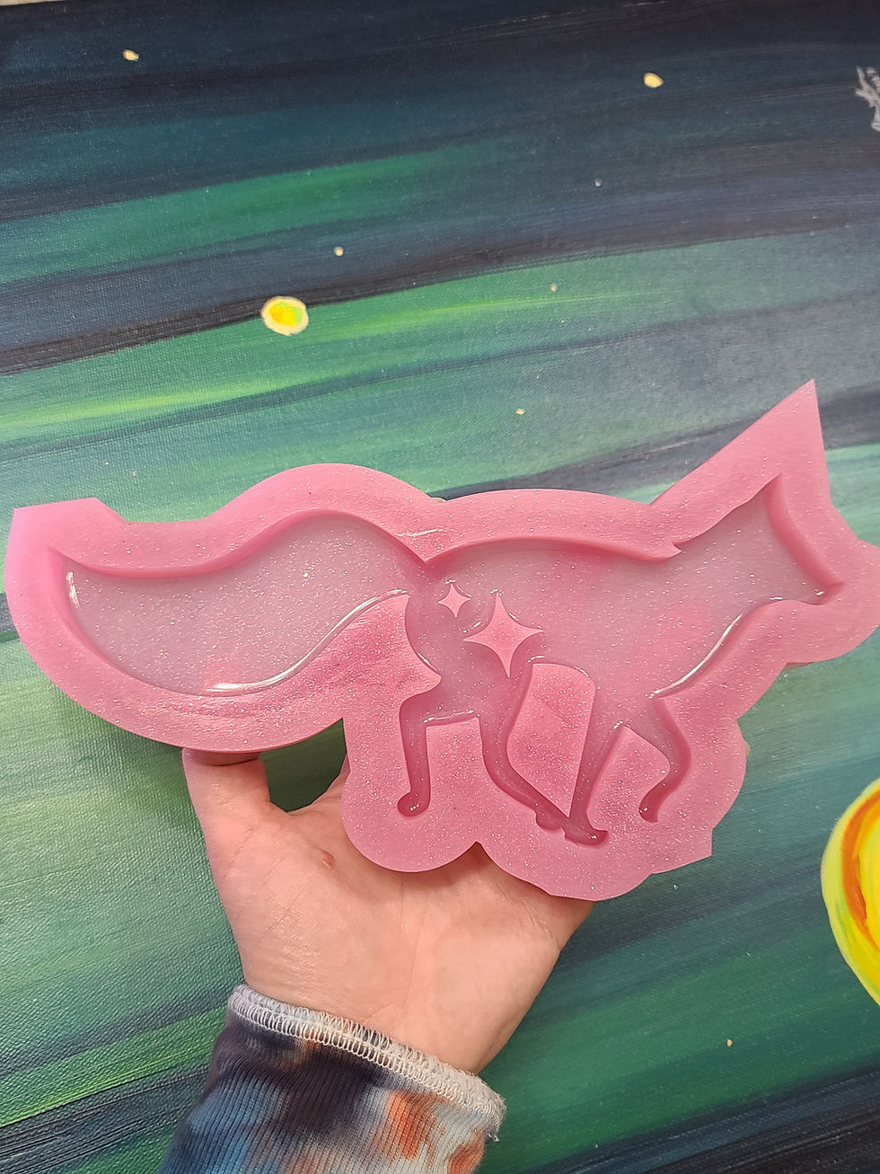 Thumbnail: XL Sparkle Fox Deep Silicone Handmade Mold Glossy Standing Mold