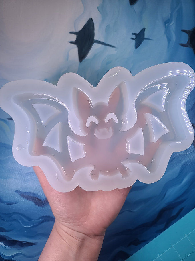 Thumbnail: XL Large Cute Bat Shelf Glossy Shiny Handmade Silicone Mold USA