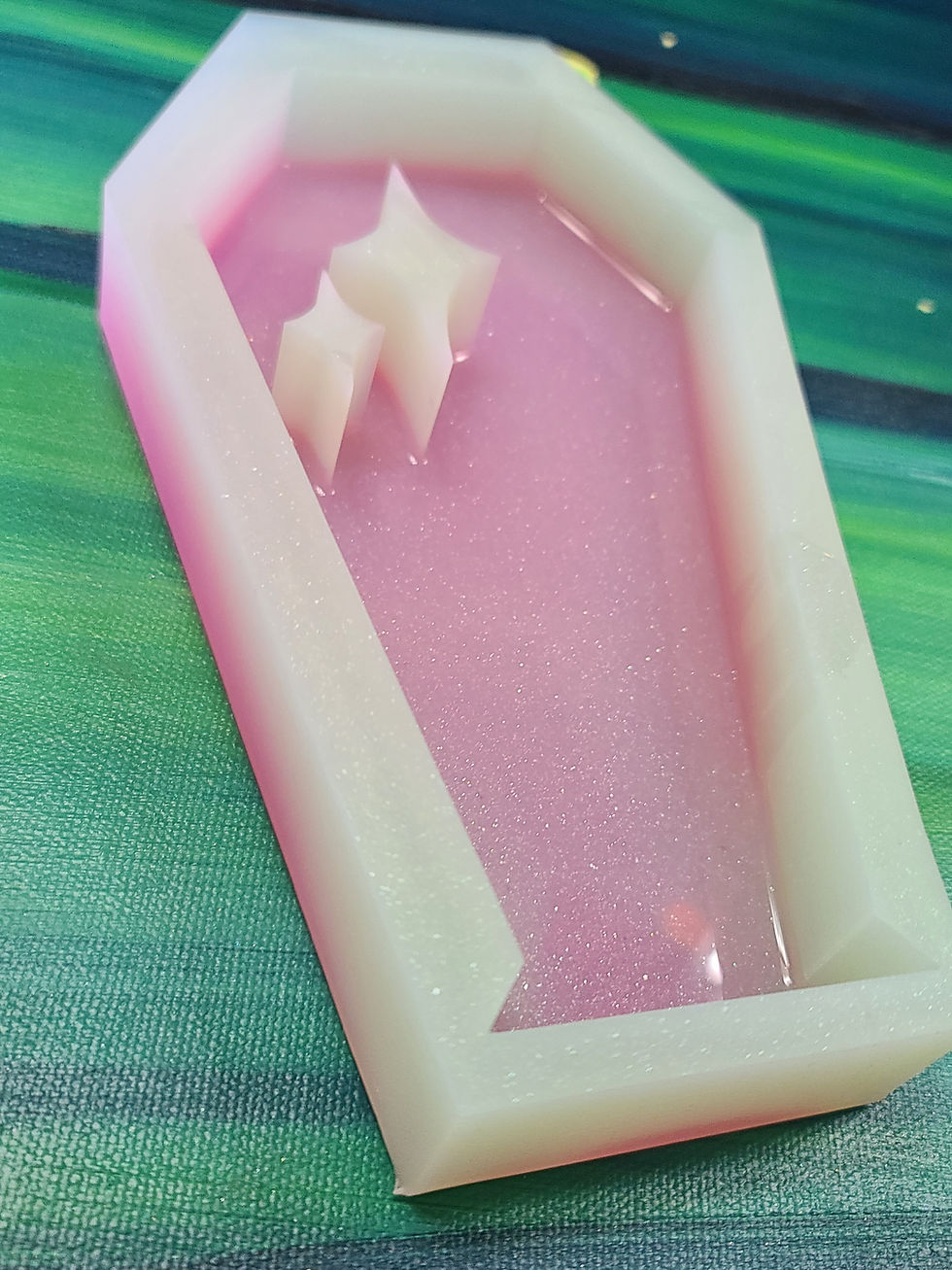 Thumbnail: XL Sparkle Coffin Standing Deep Handmade Silicone Mold