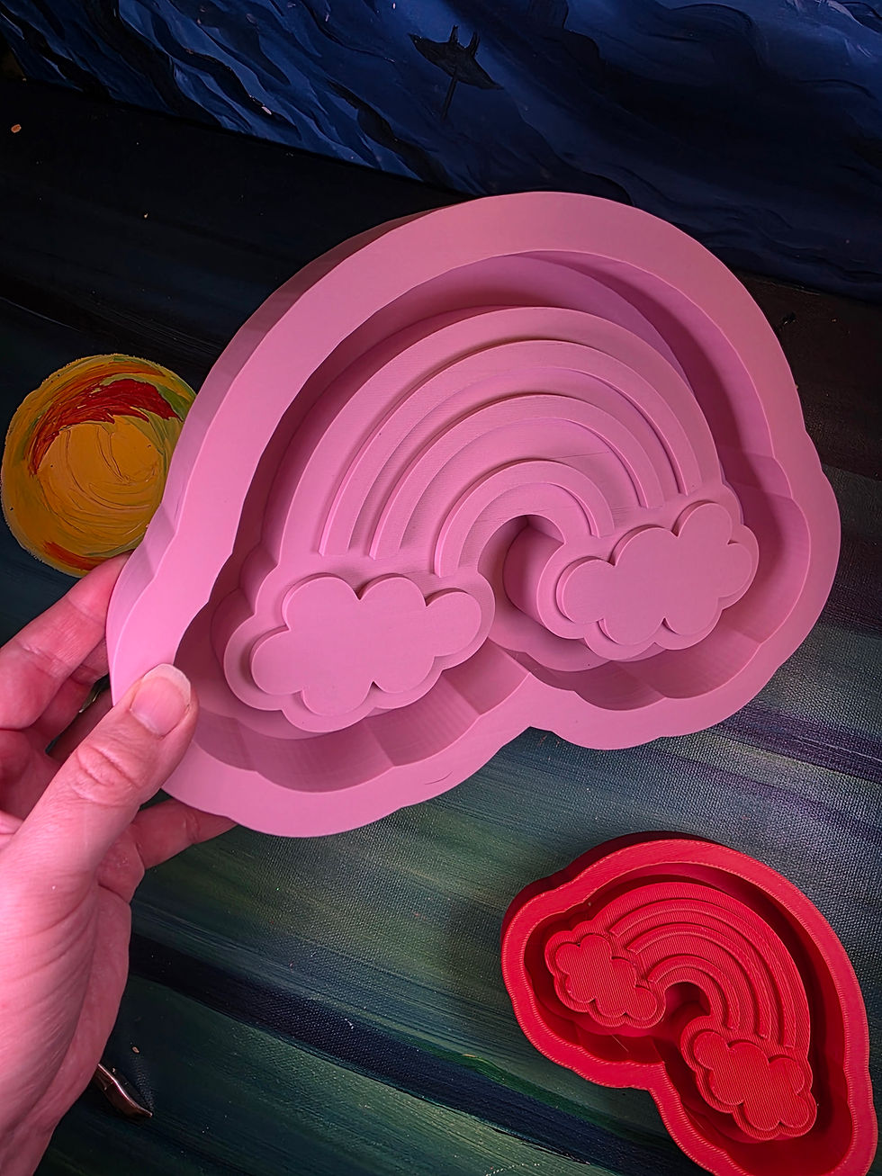 Thumbnail: XL 3D Rainbow Clouds Handmade Silicone Mold Glossy Standing Mold