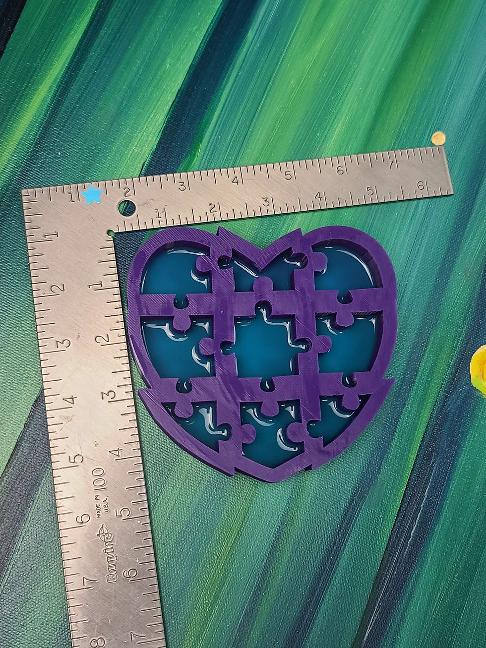 Thumbnail: Small Heart Puzzle Mold Shiny Silicone Mold for epoxy resin