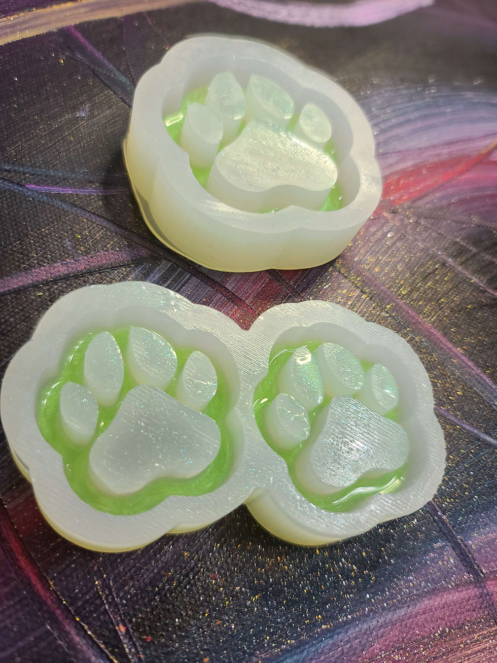 Thumbnail: Paw Print Silicone Mold Earring Keychain Sizes