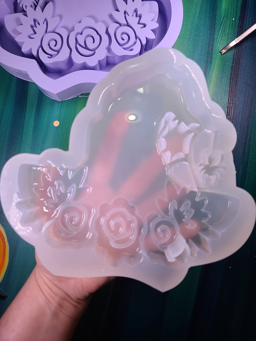 Thumbnail: XL Floral Witch Hat Handmade Silicone Mold 3d Glossy Standing Thick Mold