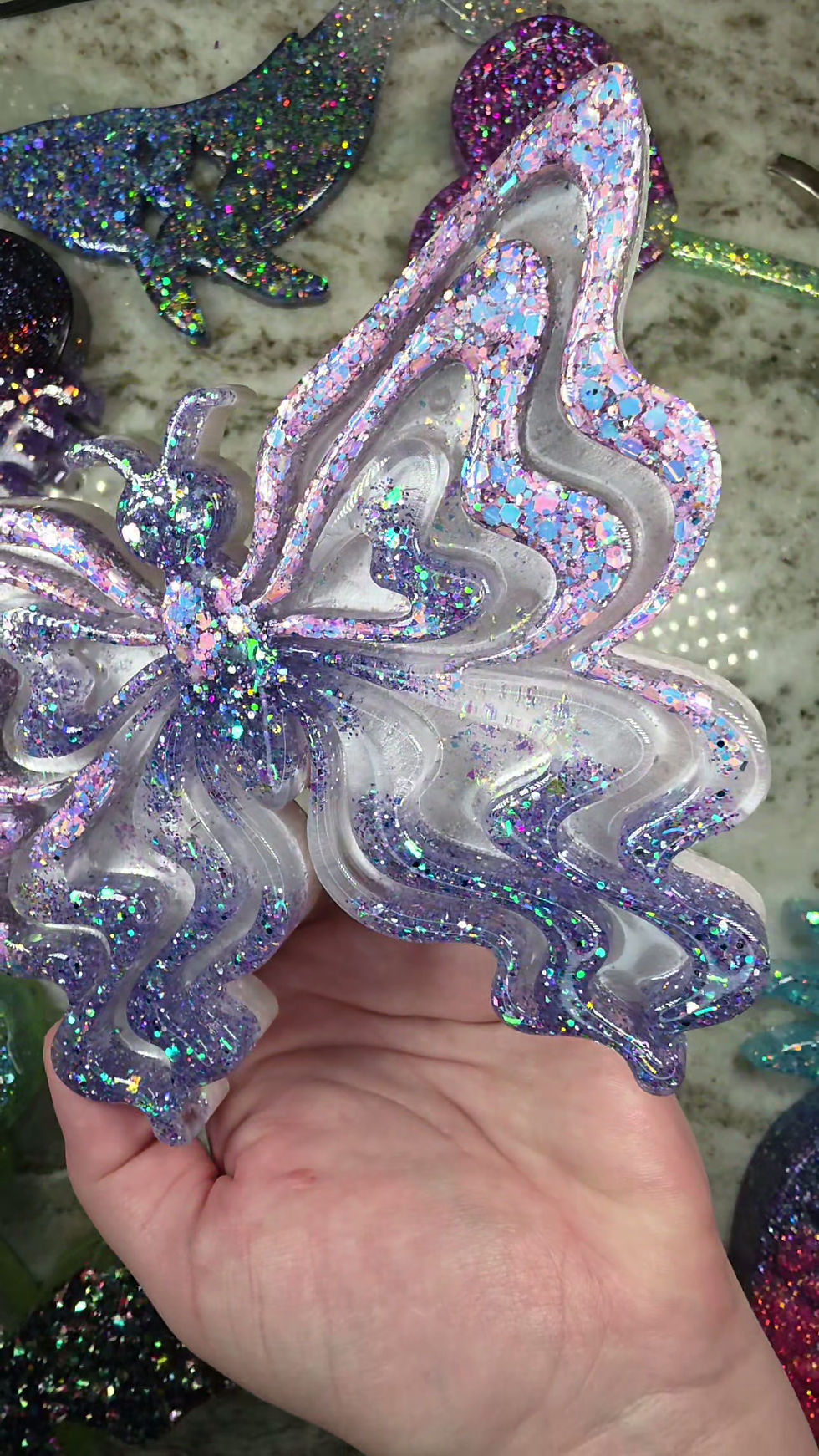 Thumbnail: Groovy Butterfly Silicone Mold Glossy Deep 3d Domed Handmade Silicone Mold 