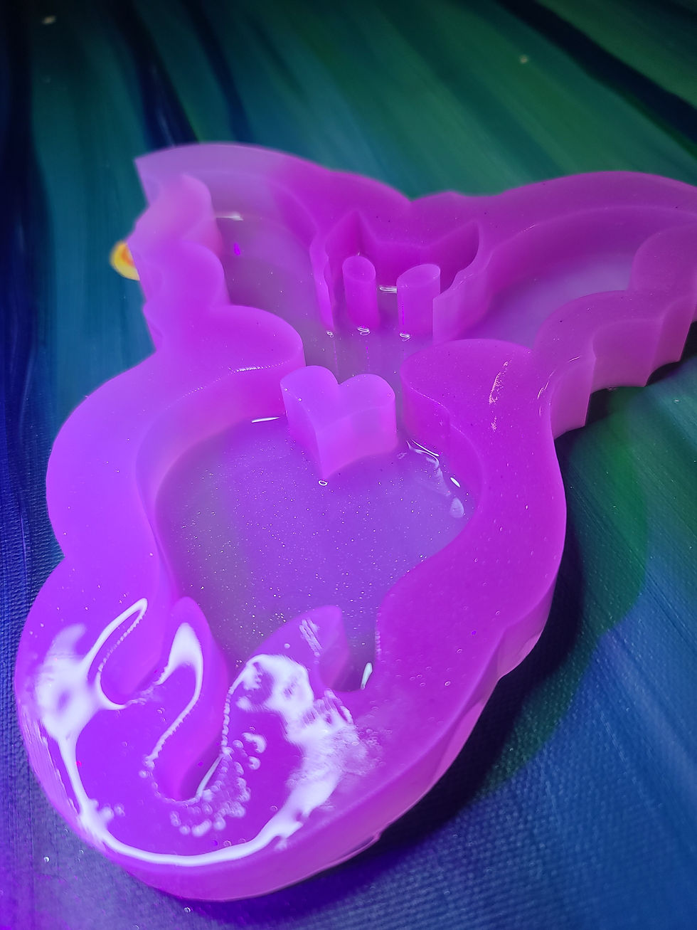 Thumbnail: XL Bat Heart Melted Glossy Handmade Silicone Mold Wall Hanging