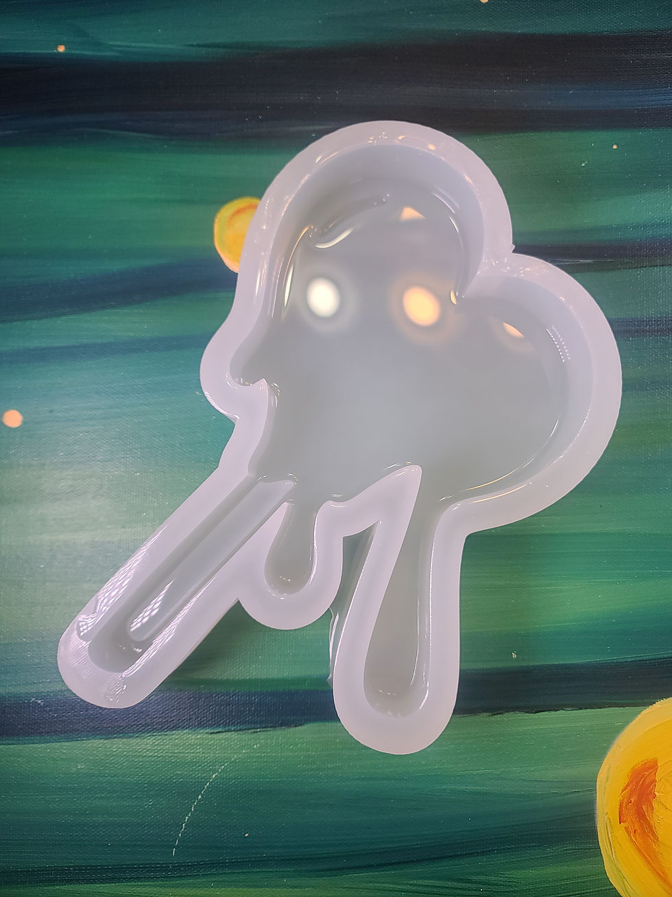 Thumbnail: XL Melted Heart Lollipop Glossy Standing Handmade Silicone Mold