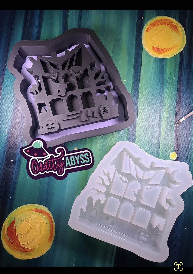 XL 3D Haunted House Shelf Standing Glossy Handmade Silicone Mold