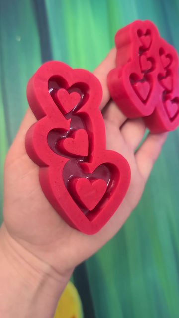 Thumbnail: Triple Hearts Glossy Handmade Silicone Mold Heart Earrings Mold Handmade
