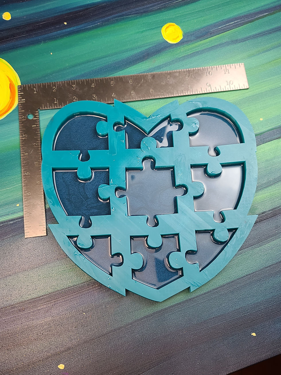 Thumbnail: BIG Heart Puzzle Mold Shiny Silicone Mold for epoxy resin