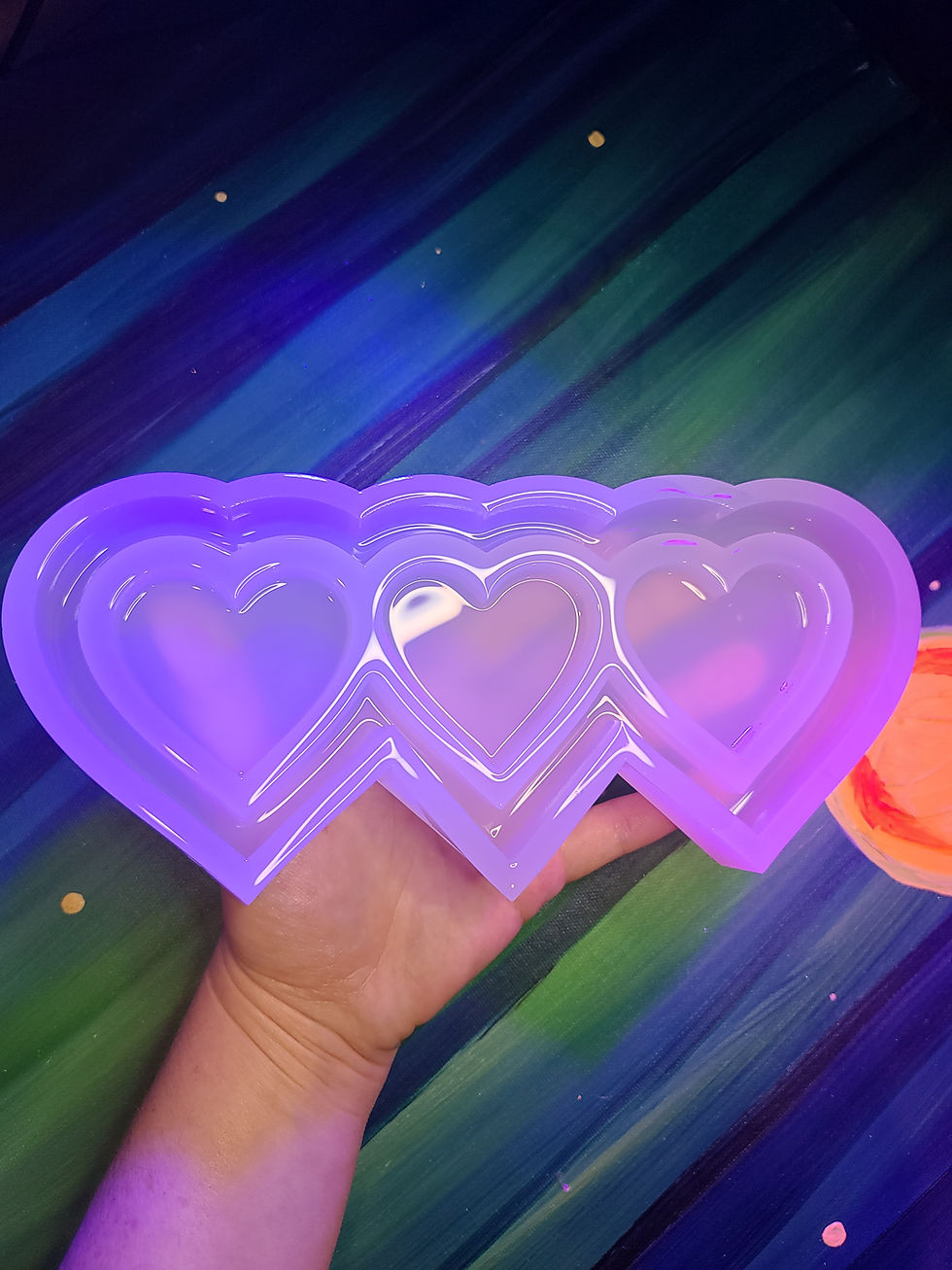Thumbnail: MOLD Triple Hearts Mold Deco Shiny Handmade Silicone Mold