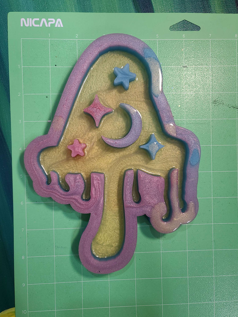 Thumbnail: XL Galaxy Drip Mushroom Handmade Silicone Mold Glossy Domed