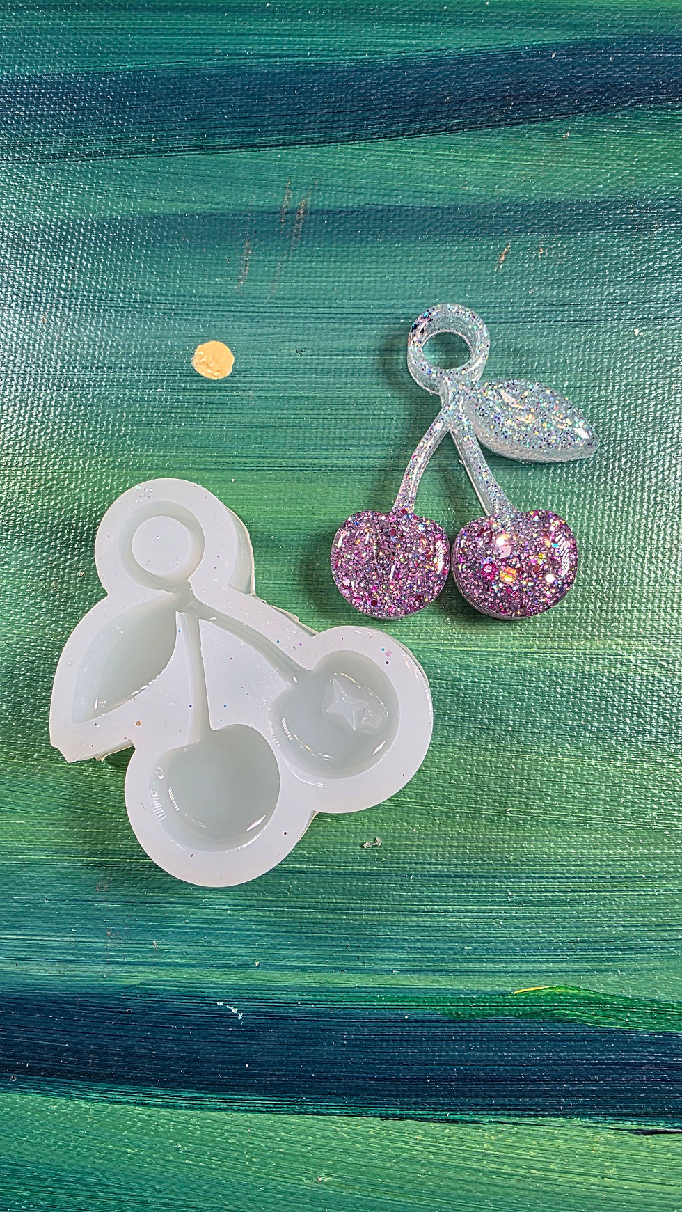 Thumbnail: Sparkle Cherry small Looped Glossy Handmade Silicone Mold