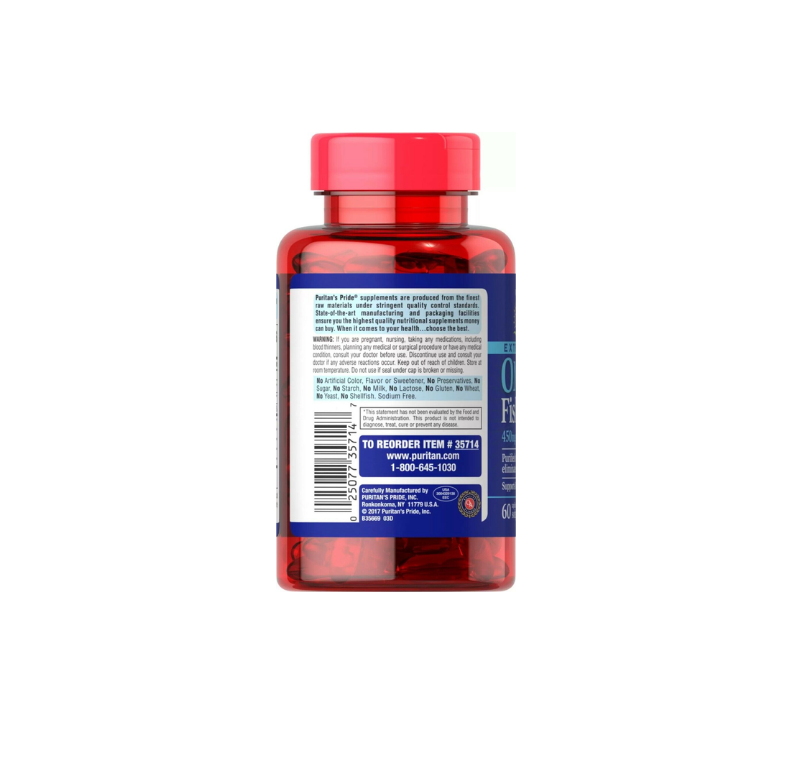 Thumbnail: Puritan's Pride Extra Strength Omega-3 Fish Oil 1500 mg Heart Health 60 Softgels