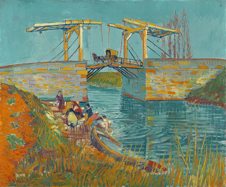 梵谷晚年名作之一 《阿爾附近的吊橋》