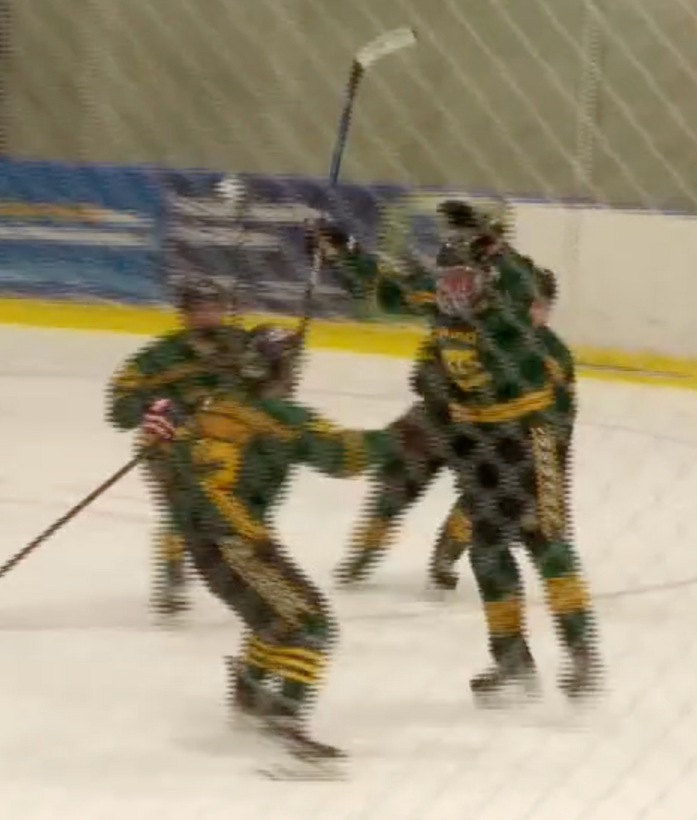 Collin Harrington celebrates his second goal