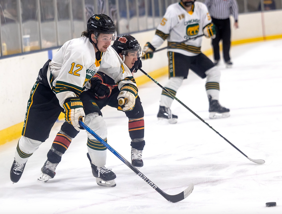 Chicago Cougars Forward #12 Rocco Romita looks to take the puck to the net | Photo by Beverly Buchinger
