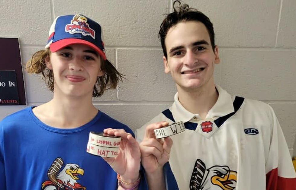 #37 Forward Cole Darlas (left) & #29 Goalie Ilan Walny (right) proudly display their hockey achievements