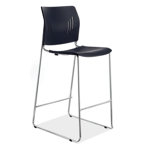 OfficeSource Rise Stool Polyurethane Stool with Footrest and Chrome Base