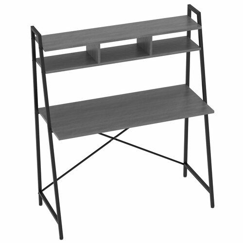 OfficeSource Any Space WFH Collection Metal Frame Desk with Two Shelves and Blac