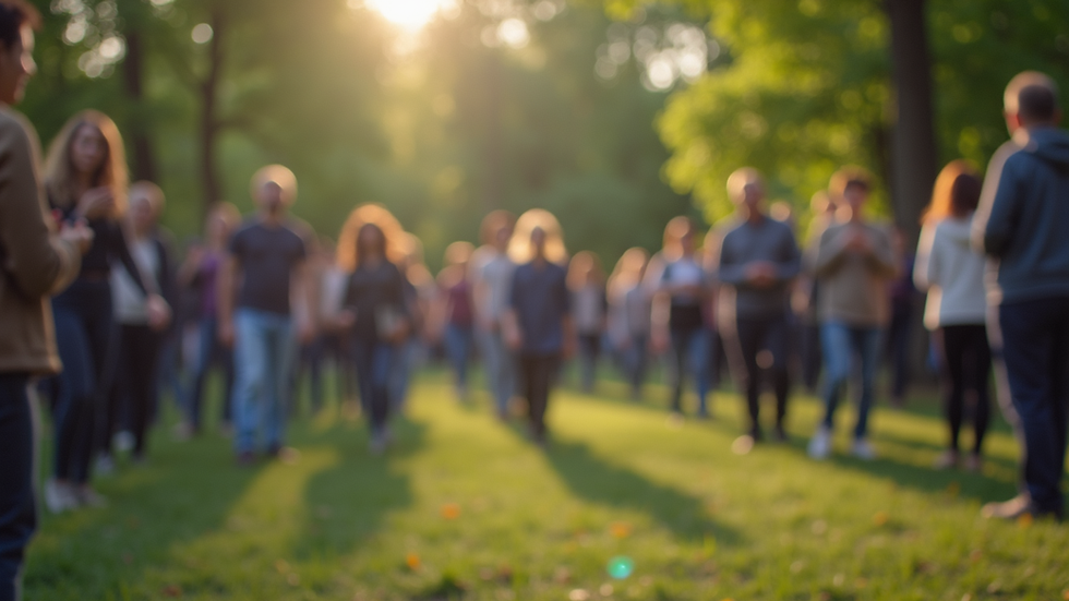 Eye-level view of a community gathering in a park