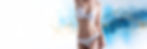 Pastel blue with streaks of gold lining backdrop with a woman's toned body