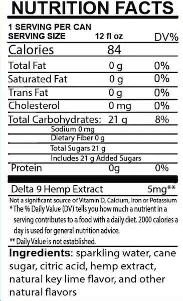 Thumbnail: Nutrition facts for Sean Oliver Blue Razz Lemonade Delta 9 THC Nano Drink, Get Blitzed