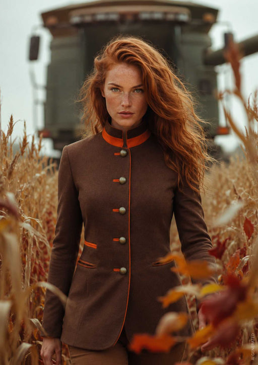 brauner Damen Stehkragen Blazer im Uniformstil von Stajan