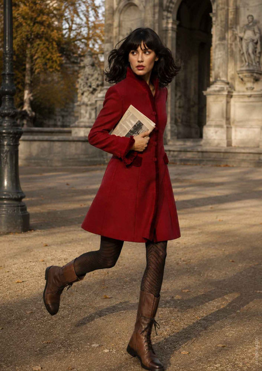 Roter Loden Kurzmantel von STAJAN im eleganten Herbst-Look