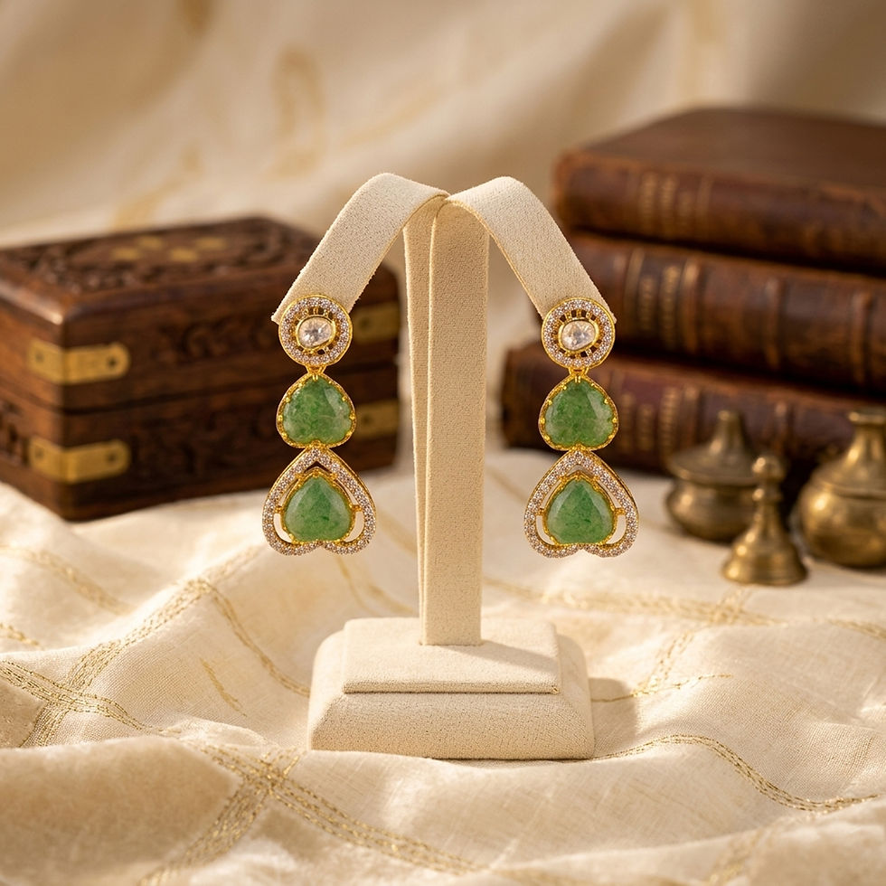 Thumbnail: heart drop polki earrings in 925 silver screwback fittings