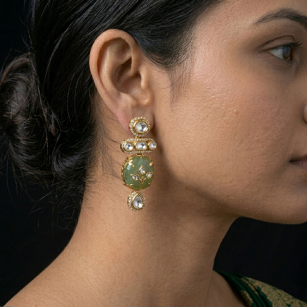 Thumbnail: Moissanite Polki Earrings with Screwback Fittings