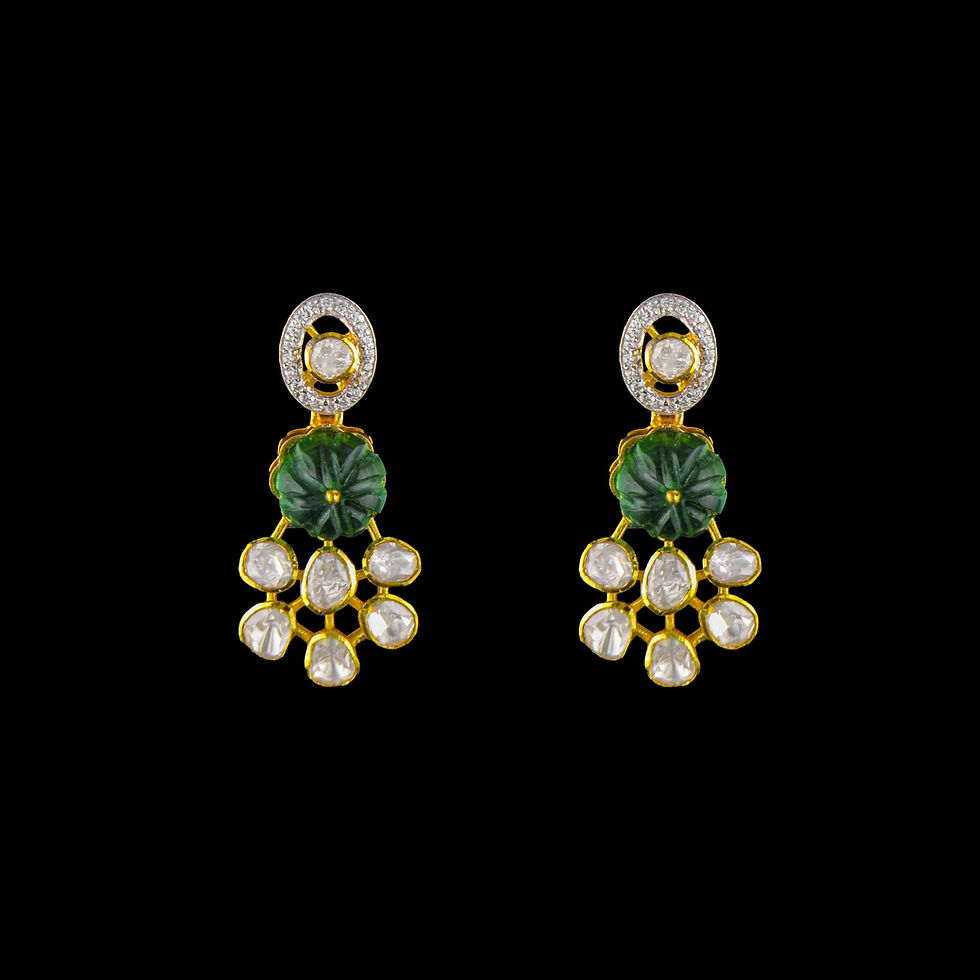 Thumbnail: victorian-style-silver-earrings-moissanite-polki