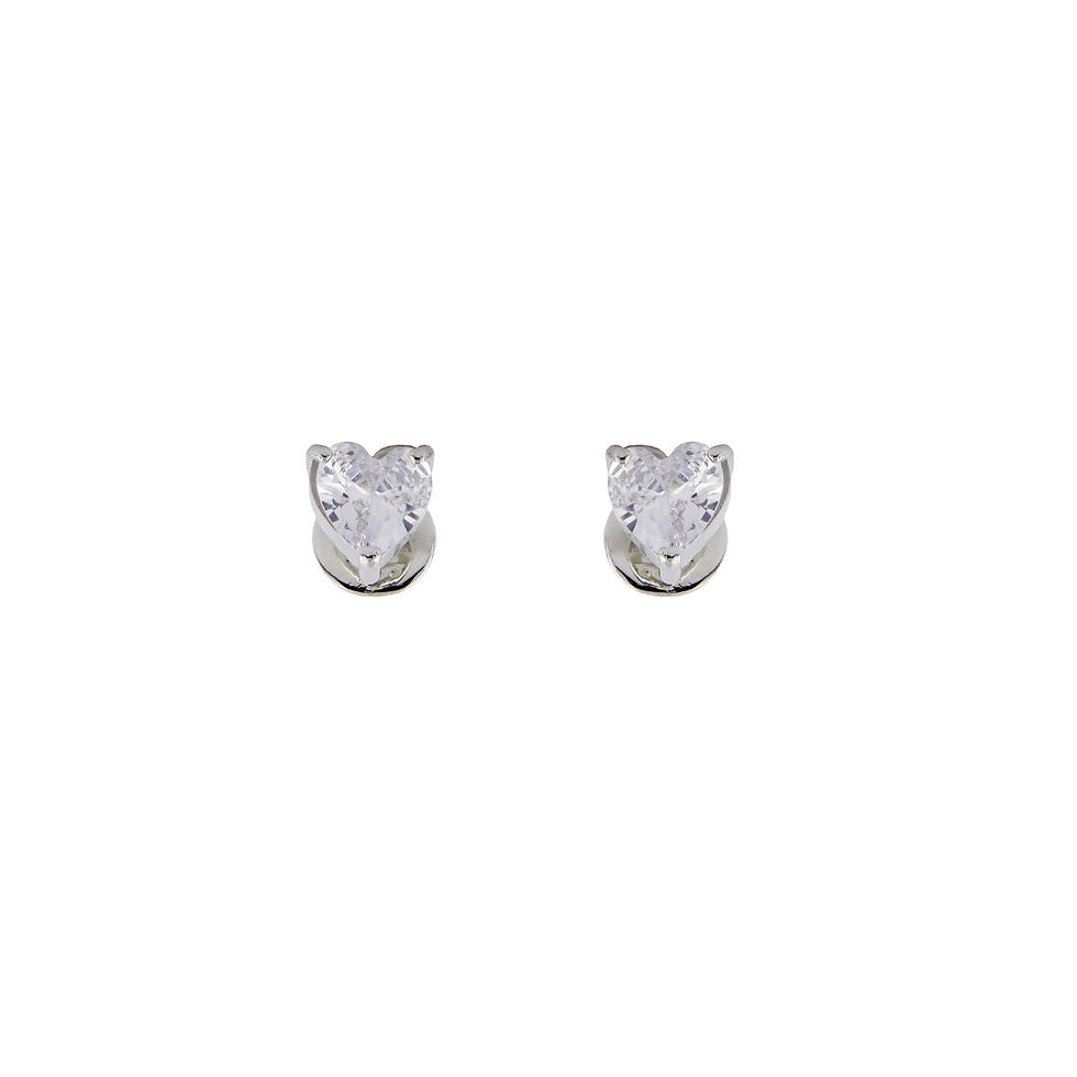 Thumbnail: 925-sterling-silver-heart-cz-solitaire-stud-earrings-front-view