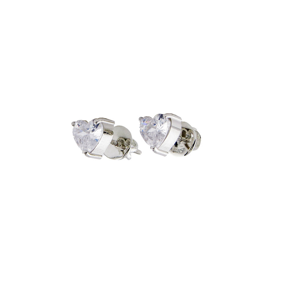 Thumbnail: hypoallergenic-925-silver-jewelry-heart-studs-on-white-background