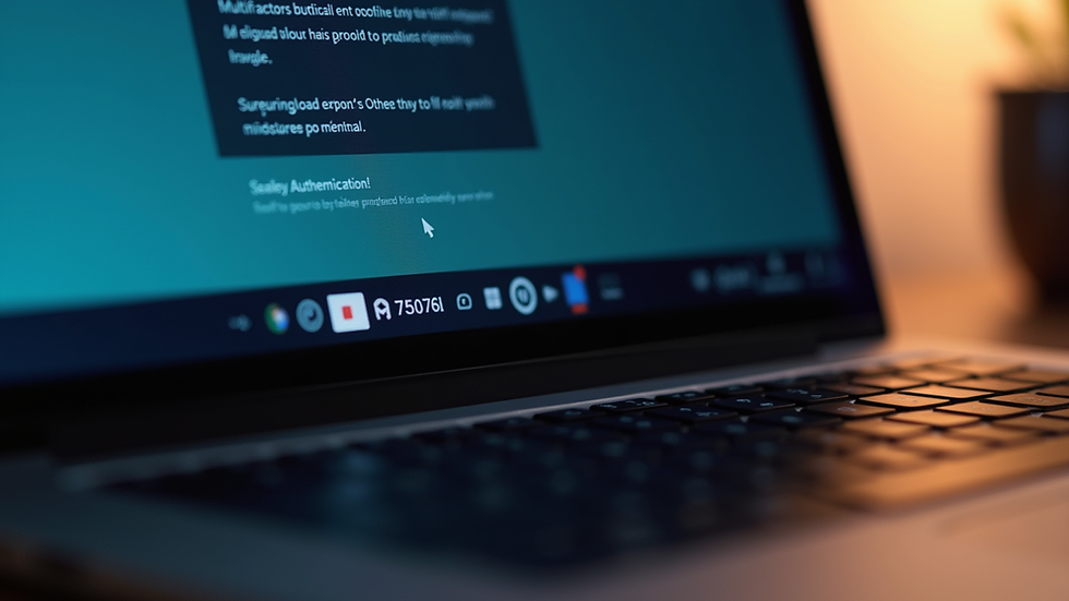 Close-up view of a laptop screen displaying multi-factor authentication prompt