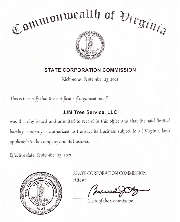 JJM Tree Service business license