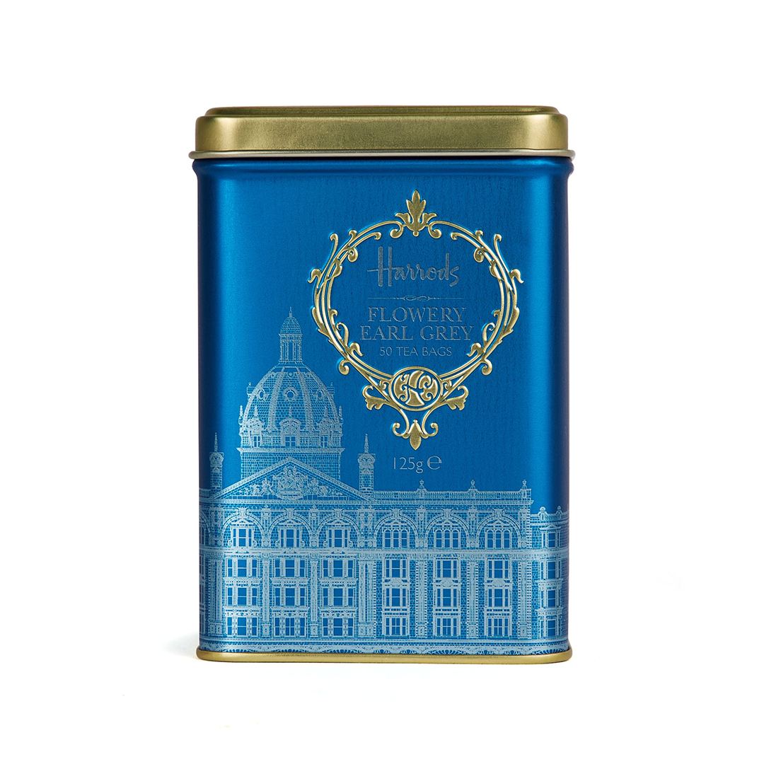 Harrods Earl Grey tea tin, 50 bags