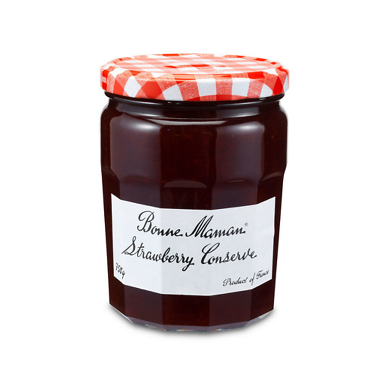 Bonne Maman Strawberry Preserve, 750g glass jar, classic French fruit jam with whole pieces