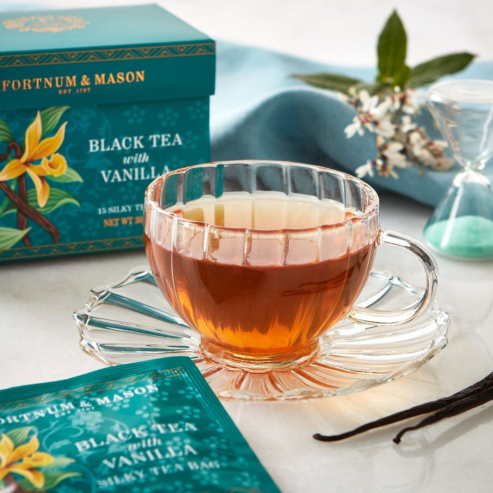 Fortnum & Mason Vanilla Black Tea, luxurious individually wrapped tea bags for a comforting brew